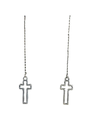 Sterling cross threader earrings