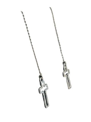 Sterling cross threader earrings