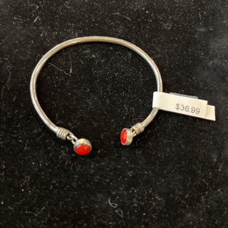 Sterling cuff bracelet w/ stone dangles