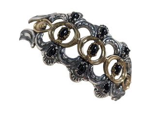 R SS American West Collab Sterling Brass Black Agate Cuff