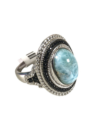 R SS Oval Stone Ring & Necklace Set