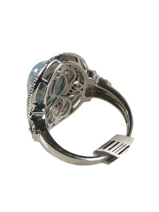 R SS Oval Stone Ring & Necklace Set