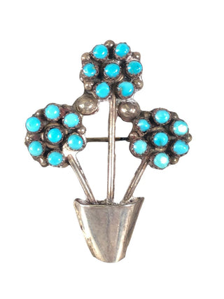 Sterling multi stone flower pin