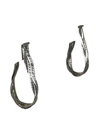 R SS Braided Post Hoop Earrings