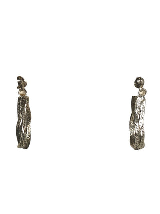R SS Braided Post Hoop Earrings