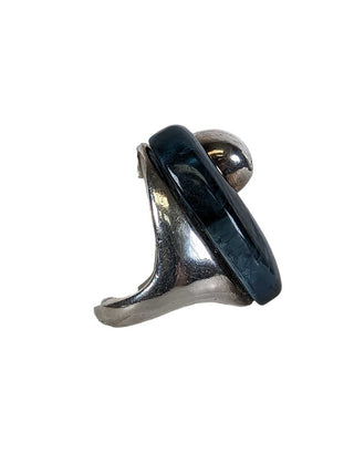 R Silver Plated Lucite Ring