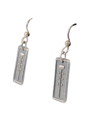 R Pewter Bar Earrings