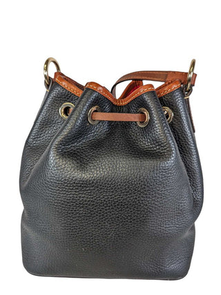 R Pebbled Leather Bucket Drawstring