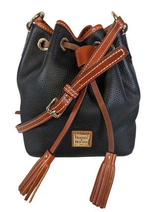 R Pebbled Leather Bucket Drawstring
