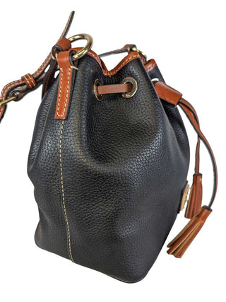 R Pebbled Leather Bucket Drawstring