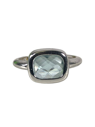 R SS Faceted Rectangular Stone Ring