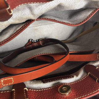 Pebble leather triple entry handbag