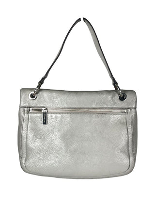 Pebble leather zip flap handbag