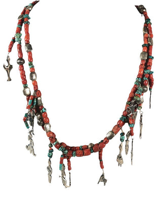 R SS Double Strand Stone Necklace w/ Charms