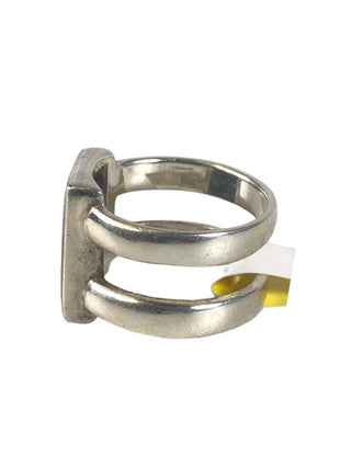 R SS Rectangular Stone Double Banded Ring