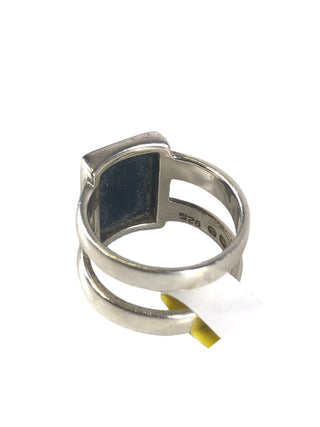 R SS Rectangular Stone Double Banded Ring