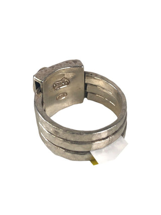 R SS Hammered Trio w/ Stone Ring