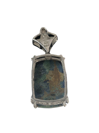 SS Rectangular Stone Pendant w/ Gemstone